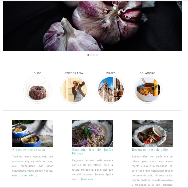 Diseño de página web para Cocinando con mi carmela